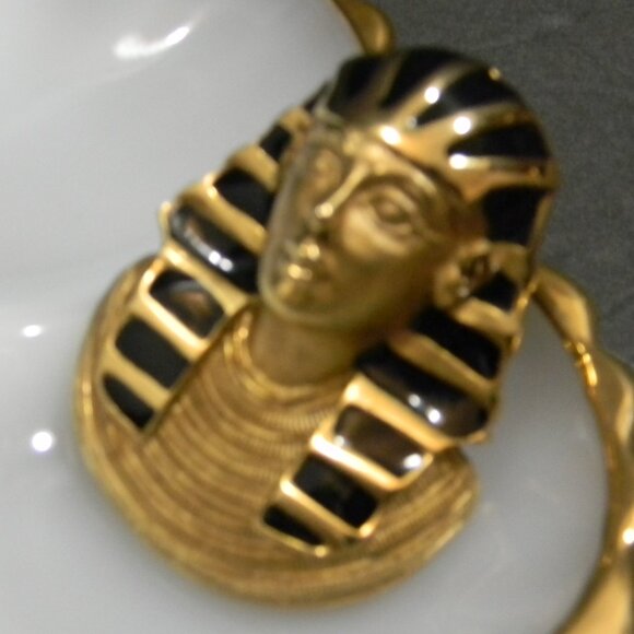 Vintage E Pearl Egyptian Pharaoh Brooch And Pendant King Tut Gold Tone Broach - Picture 6 of 8